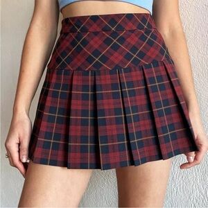 Sunday Best Plaid Pleated Skirt in Red and Blue